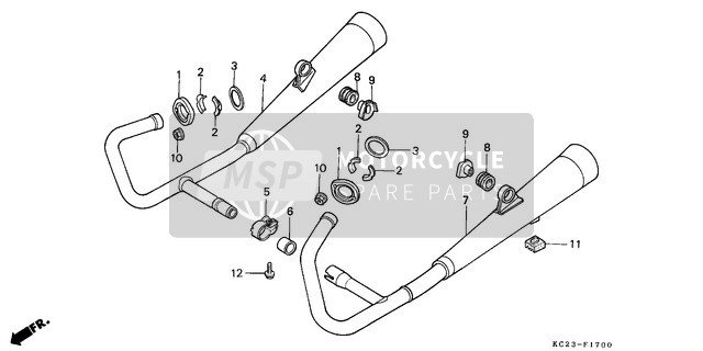 Honda CM125C 1992 Exhaust Muffler for a 1992 Honda CM125C